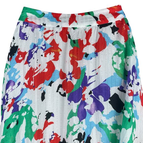 Tanya Taylor Jeana Silk Blend Pleated Midi Skirt Multi Color Size 12 - Picture 8 of 10